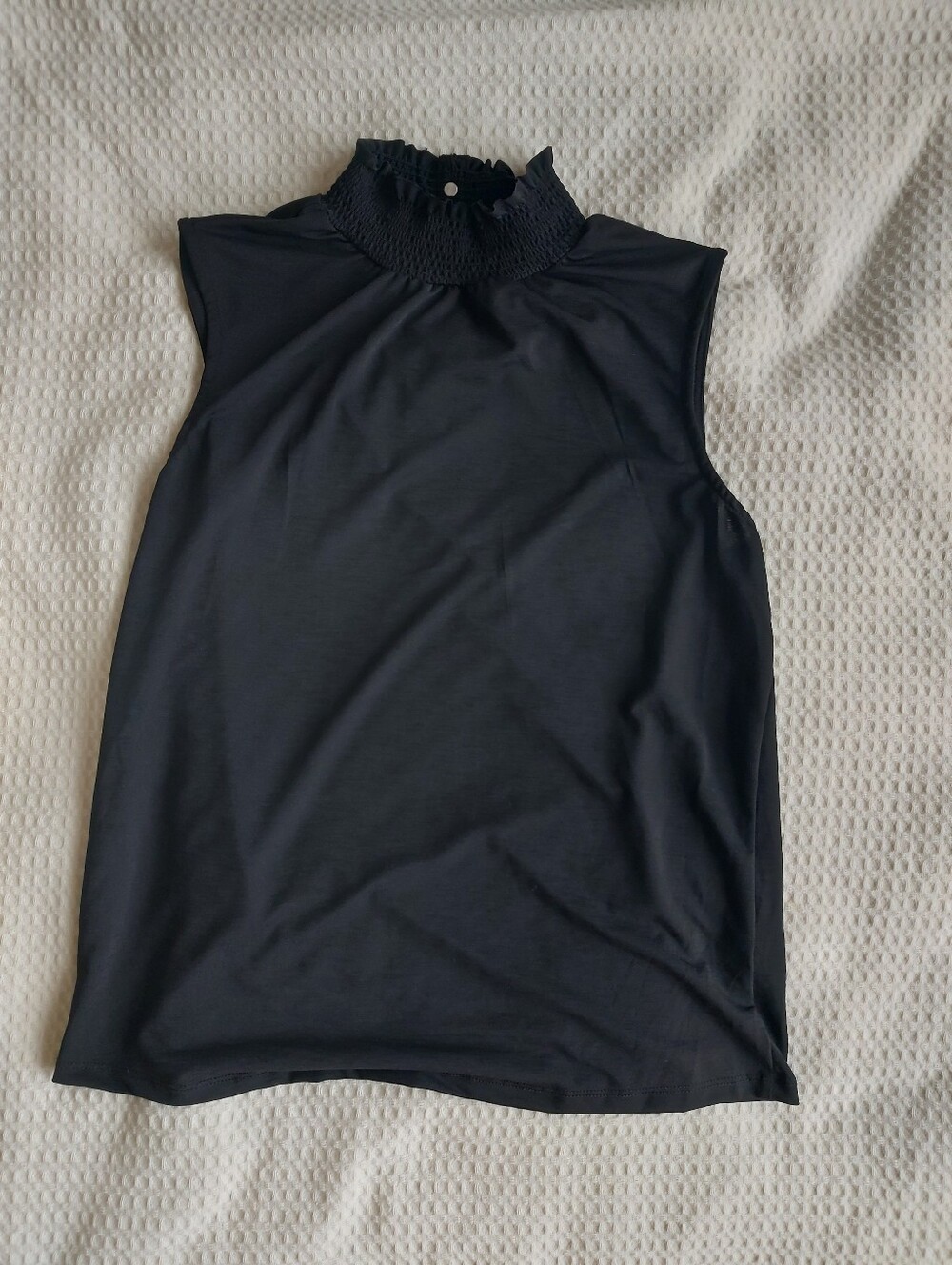 Sleeveless Black Mock Neck Top